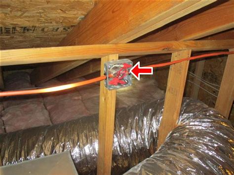 home inspection loose attic wiring no junction box|attic junction boxes illegal.